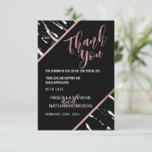 モダンな白黒の大理石のばら色の金ゴールドの上品 サンキューカード (スタンド正面)