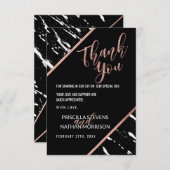 モダンな白黒の大理石のばら色の金ゴールドの上品 サンキューカード (正面/裏面)