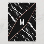 モダンな白黒の大理石のばら色の金ゴールドの結婚 メニュー (裏面)