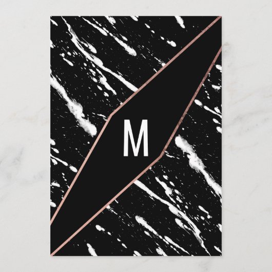 モダンな白黒の大理石のばら色の金ゴールドの結婚 メニュー (裏面)