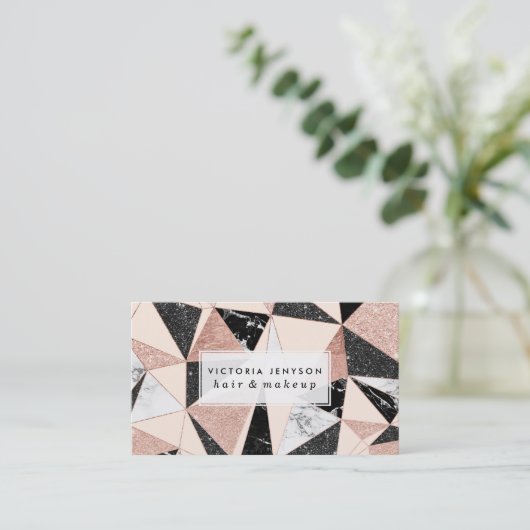 モダンな白黒の大理石の赤面のピンクのバラの金ゴールドのgli 名刺