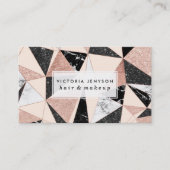 モダンな白黒の大理石の赤面のピンクのバラの金ゴールドのgli 名刺 (正面)