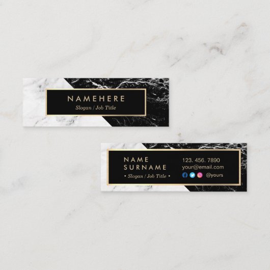 モダンな白黒の大理石の金ゴールドの小型名刺 スキニー名刺 (正面/裏面)