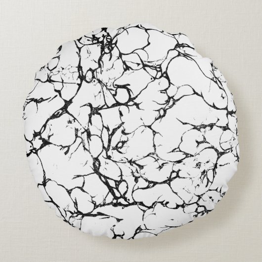 モダンな白黒の抽象芸術の大理石 ラウンドクッション (裏面)