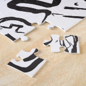 モダンな白黒の抽象芸術の落書きブラシストローク ジグソーパズル (側面)