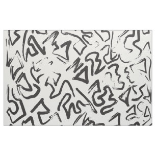 モダンな白黒の抽象芸術の落書きブラシストローク ファブリック