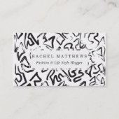 モダンな白黒の抽象芸術の落書きブラシストローク 名刺 (正面)