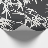 モダンな白黒の水彩画のタケ植物パターン ラッピングペーパー (角)