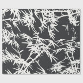 モダンな白黒の水彩画のタケ植物パターン ラッピングペーパー (フラット)