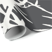 モダンな白黒の水彩画のタケ植物パターン ラッピングペーパー (ロールコーナー)