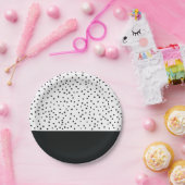 モダンな白黒の水彩画の水玉模様パターン ペーパープレート (パーティー)