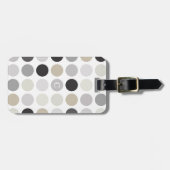 モダンな白黒の水玉模様パターンモノグラム ラゲッジタグ (正面横)