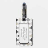 モダンな白黒の水玉模様パターンモノグラム ラゲッジタグ (裏面縦)