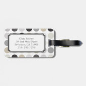 モダンな白黒の水玉模様パターンモノグラム ラゲッジタグ (裏面横)