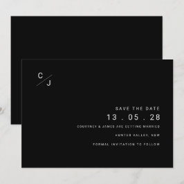 モダンな白黒の結婚式お知らせカード 招待状