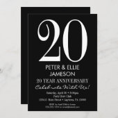 モダンな白黒の結婚記念日招待状 招待状 (正面/裏面)