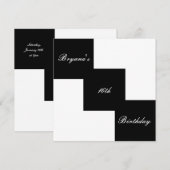 モダンな白黒の誕生日パーティー招待状 招待状 (正面/裏面)