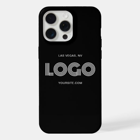 モダンな白黒の長方形ロゴ iPhoneケース (裏面)