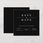 モダンな白黒の「Save the Date」カード 招待状 (正面/裏面)