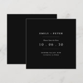 モダンな白黒の「save the date」 招待状 (正面/裏面)