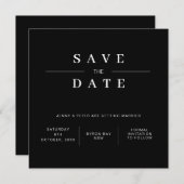 モダンな白黒のSave the Date 招待状 (正面/裏面)