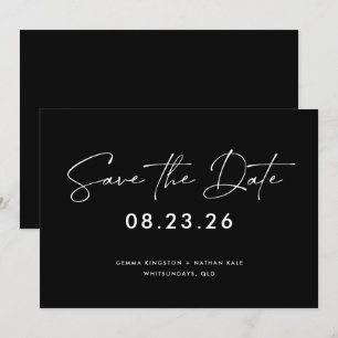 モダンな白黒のSave the Date 招待状