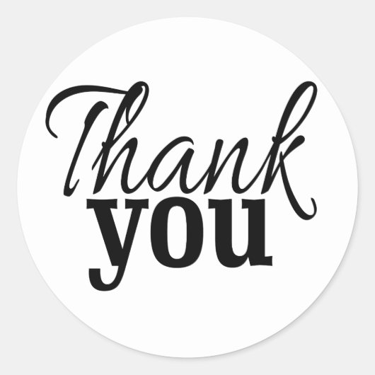 モダンな白黒はシール感謝していしています ラウンドシール (正面)