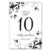 モダンな白黒は結婚式渦巻きます テーブルナンバー (裏面)