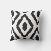 モダンな白黒イカットの抽象芸術のグラフィック クッション (裏面)