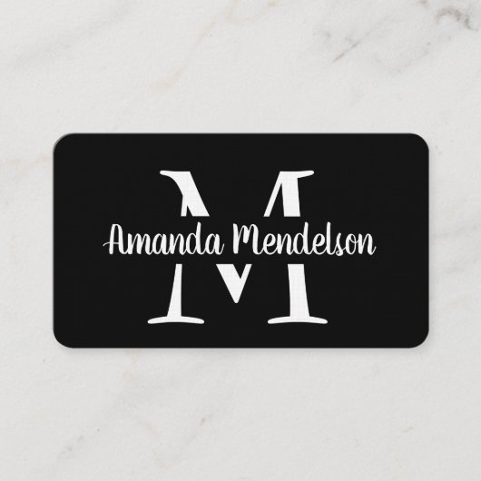 モダンな白黒イニシャル 名刺 (正面)