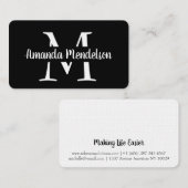 モダンな白黒イニシャル 名刺 (正面/裏面)