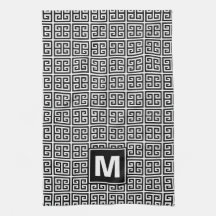 モダンな白黒ギリシャ人の鍵のモノグラム