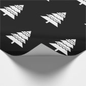 モダンな白黒クリスマスツリーパターン ラッピングペーパー (角)