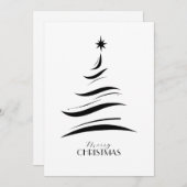 モダンな白黒シンプルなクリスマスツリー シーズンカード (正面/裏面)