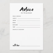 モダンな白黒スクリプト写真 卒業式 アドバイスカード (正面)