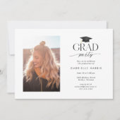 モダンな白黒スクリプト写真 招待状 (正面)