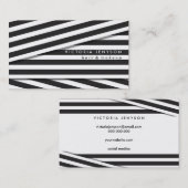 モダンな白黒ストライブ柄のエレガントな毛の化粧 名刺 (正面/裏面)
