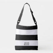 モダンな白黒ストライプのパーソナライズな文字 クロスボディバッグ (正面)