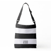 モダンな白黒ストライプのパーソナライズな文字