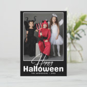 モダンな白黒ハロウィン写真 カード (スタンド正面)
