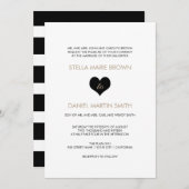 モダンな白黒ハートの結婚式招待状 招待状 (正面/裏面)