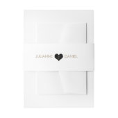 モダンな白黒ハートの腹バンド 招待状ベリーバンド (正面例)