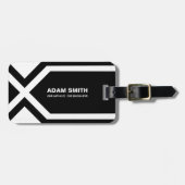 モダンな白黒パーソナライズな名前をカスタムする ラゲッジタグ (正面横)