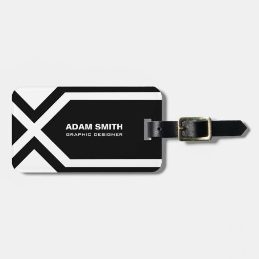 モダンな白黒パーソナライズな名前をカスタムする ラゲッジタグ (正面横)