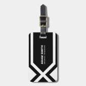 モダンな白黒パーソナライズな名前をカスタムする ラゲッジタグ (正面縦)