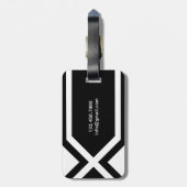 モダンな白黒パーソナライズな名前をカスタムする ラゲッジタグ (裏面縦)