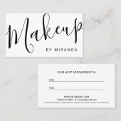 モダンな白黒メーキャップアーティストのアポイントメント 予約カード (正面/裏面)