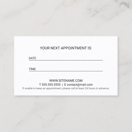モダンな白黒メーキャップアーティストのアポイントメント 予約カード (裏面)