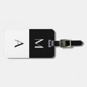 モダンな白黒モノグラムの ラゲッジタグ (正面横)