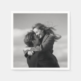 モダンな白黒写真の結婚式用ナプキン スタンダードカクテルナプキン